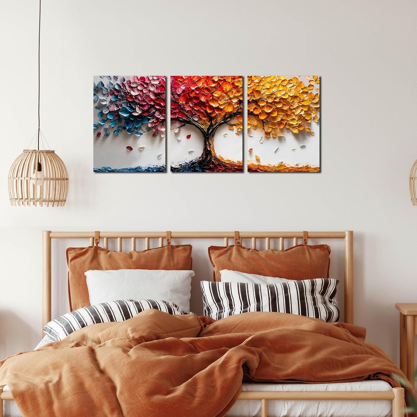 Tree Canvas Wall Art for Living Room - Colorful Wall Decor for Bedroom Teen Girl - Modern 3 Piece Wall Art for Office Size 12" x 16"