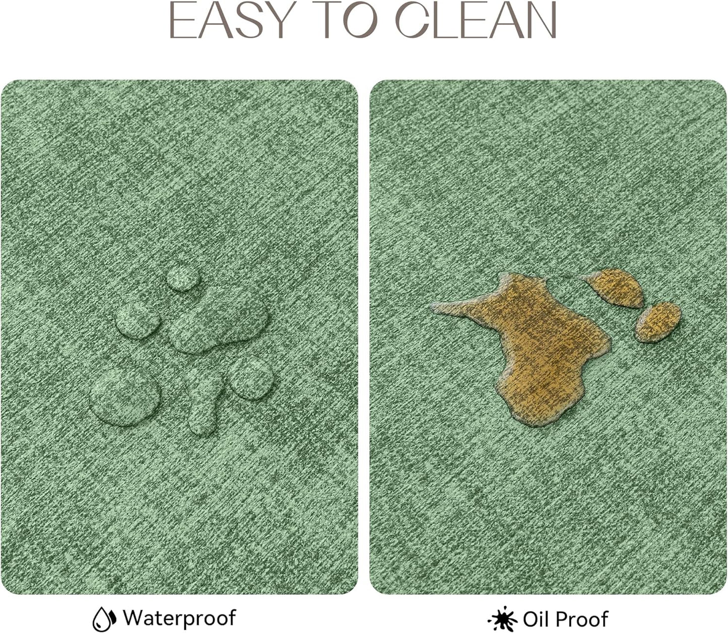 Romanstile Vinyl Placemats Set of 8-12 X 18 Inch - Heat Resistant Place Mats 100% Waterproof Oilproof Wipeable Reversible Faux Leather Table Mats for Kitchen/Dining/Party/Outdoor, Dark Green