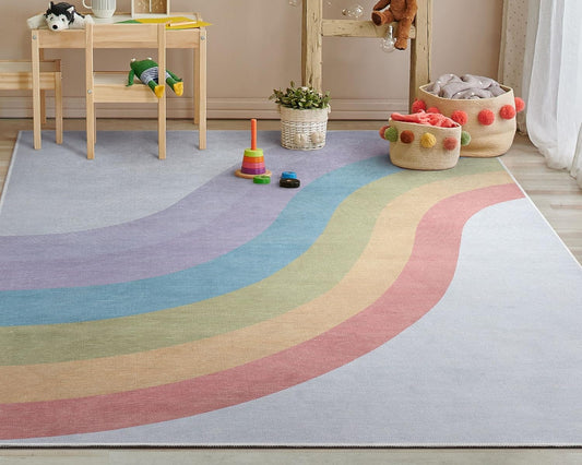 Well Woven Kids Rainbow Rug, 3'3" x 5', Multi Color