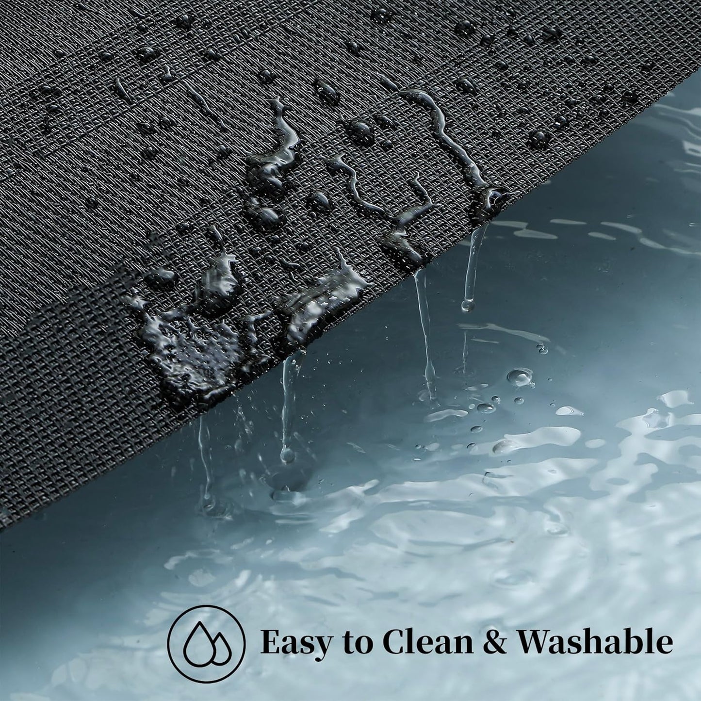 Leetaltree Black Frame Placemats Set of 12 - Heat Resistant Non-Slip Place mats for Dining Table, Washable Durable PVC Vinyl Woven Table Mats（Black Frame, 12）