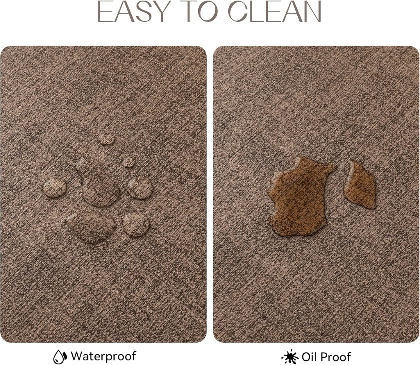 Romanstile Vinyl Placemats Set of 12-12 X 18 Inch - Heat Resistant Place Mats 100% Waterproof Oilproof Wipeable Reversible Faux Leather Table Mats for Kitchen/Dining/Party/Outdoor, Brown