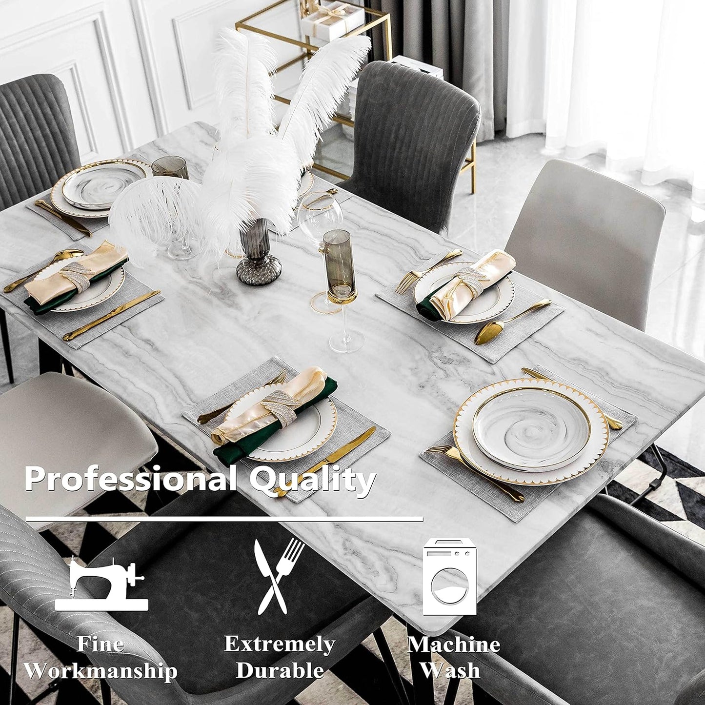 Home Brilliant Cloth Placemats Set of 6 Table Place Mats Light Grey Placemat Easy to Clean Heat Resistant Machine Washable Fabirc Placemats Coffee Table Mats for Dining Kitchen Table, Gray