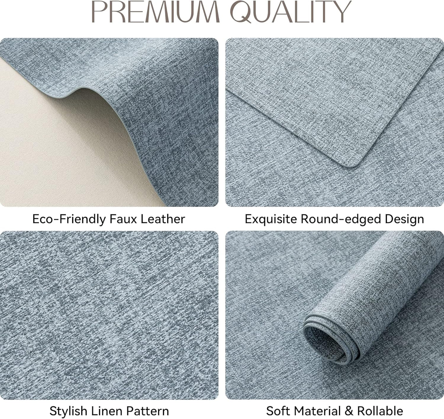 Romanstile Vinyl Placemats Set of 8-12 X 18 Inch - Heat Resistant Place Mats 100% Waterproof Oilproof Wipeable Reversible Faux Leather Table Mats for Kitchen/Dining/Party/Outdoor, Sky Blue