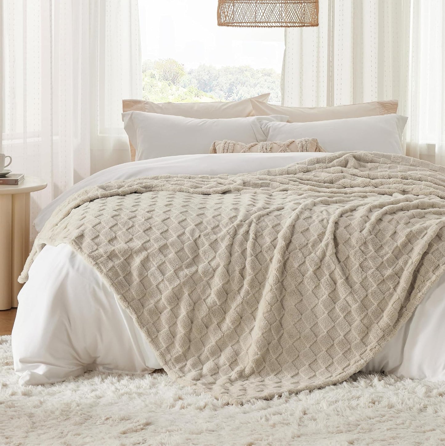 Bedsure GentleSoft California King Blanket for Bed - Super Soft Cozy Blankets for Women Men Girls, Large Fuzzy Fleece Throw for Bedroom Decor, Light Brown, 102x96 Inches