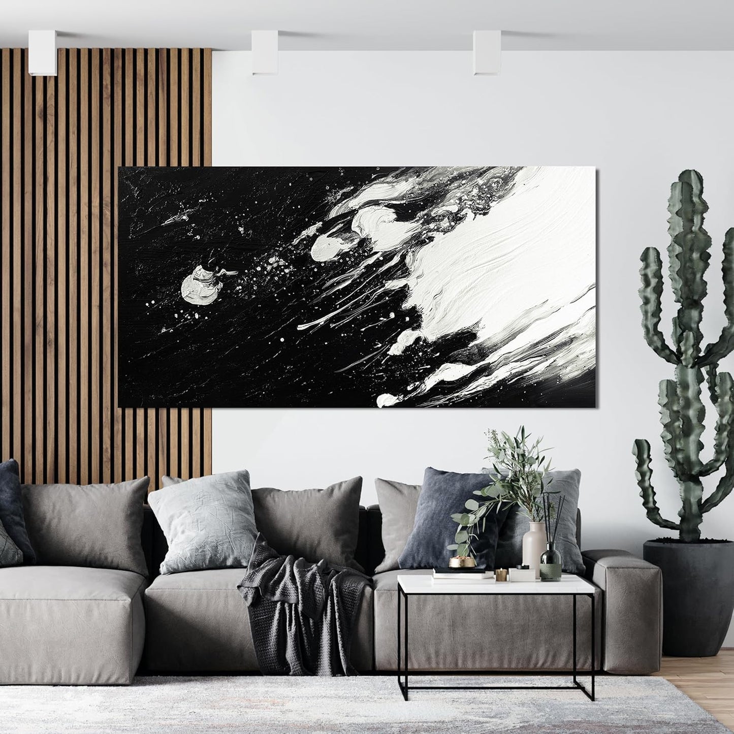 Canvas Wall Art Decor Modern Large Black and White Wall Art Prints Large Wall Art for Living Room Abstract Black Art Abstract Canvas Art Wall Decor Artwork for Walls Home Office Decor 29" X 58"