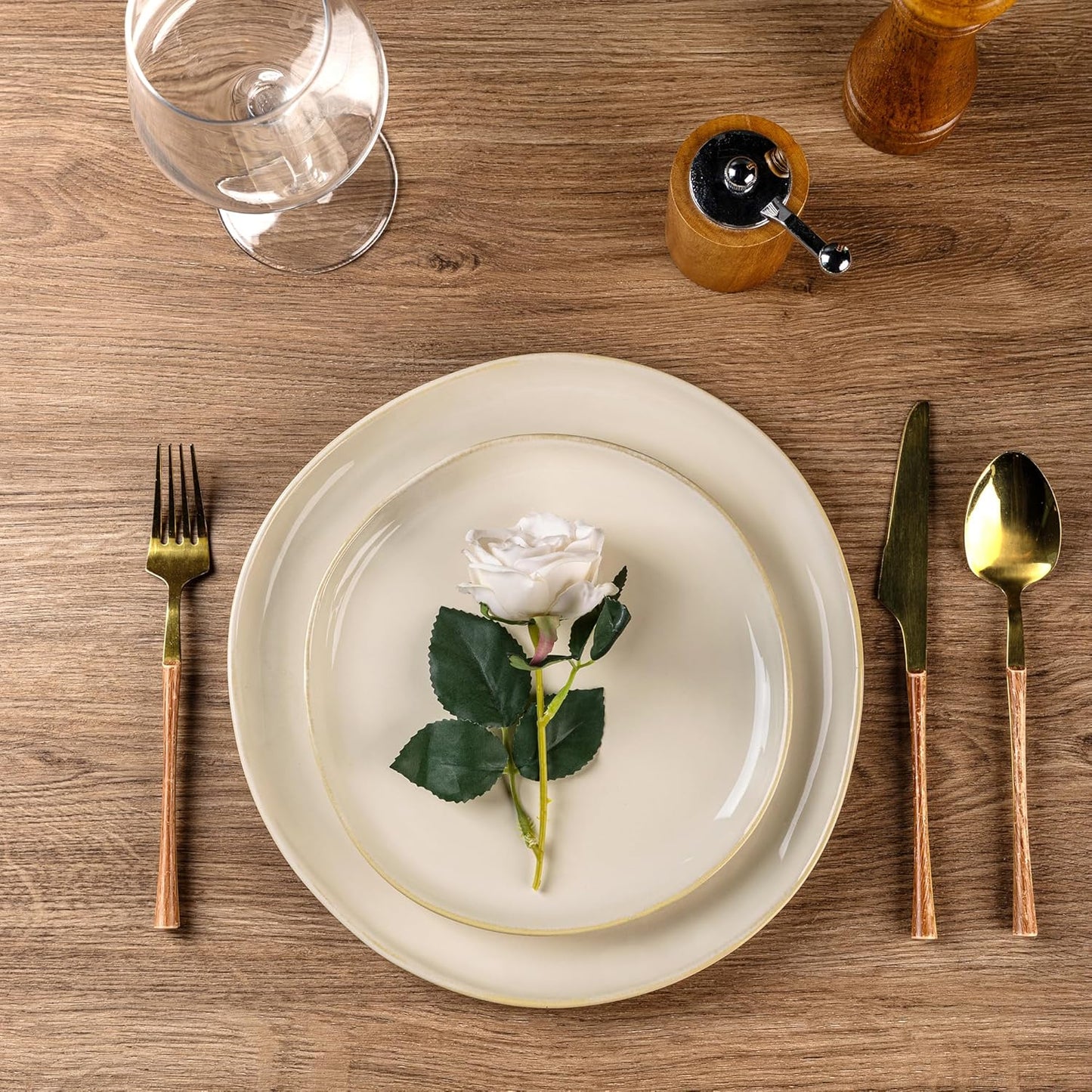 AmorArc Ceramic Dinnerware Sets,Handmade Reactive Glaze Stoneware Plates and Bowls Sets,Highly Chip and Crack Resistant | Dishwasher & Microwave Safe Dishes Set,Service for 8 (24pc)