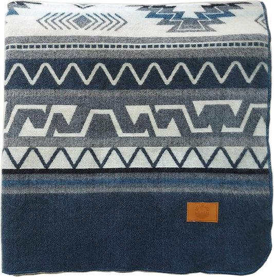 Inca Aztec Throw, Queen, King Blanket | Southwest Indian Navajo Boho Style | Native Cover for Camping, Bedding, Couch, Vanlife | Faux Alpaca, Lightweight, Hypoallergenic (Cotopaxi Slate, Throw)