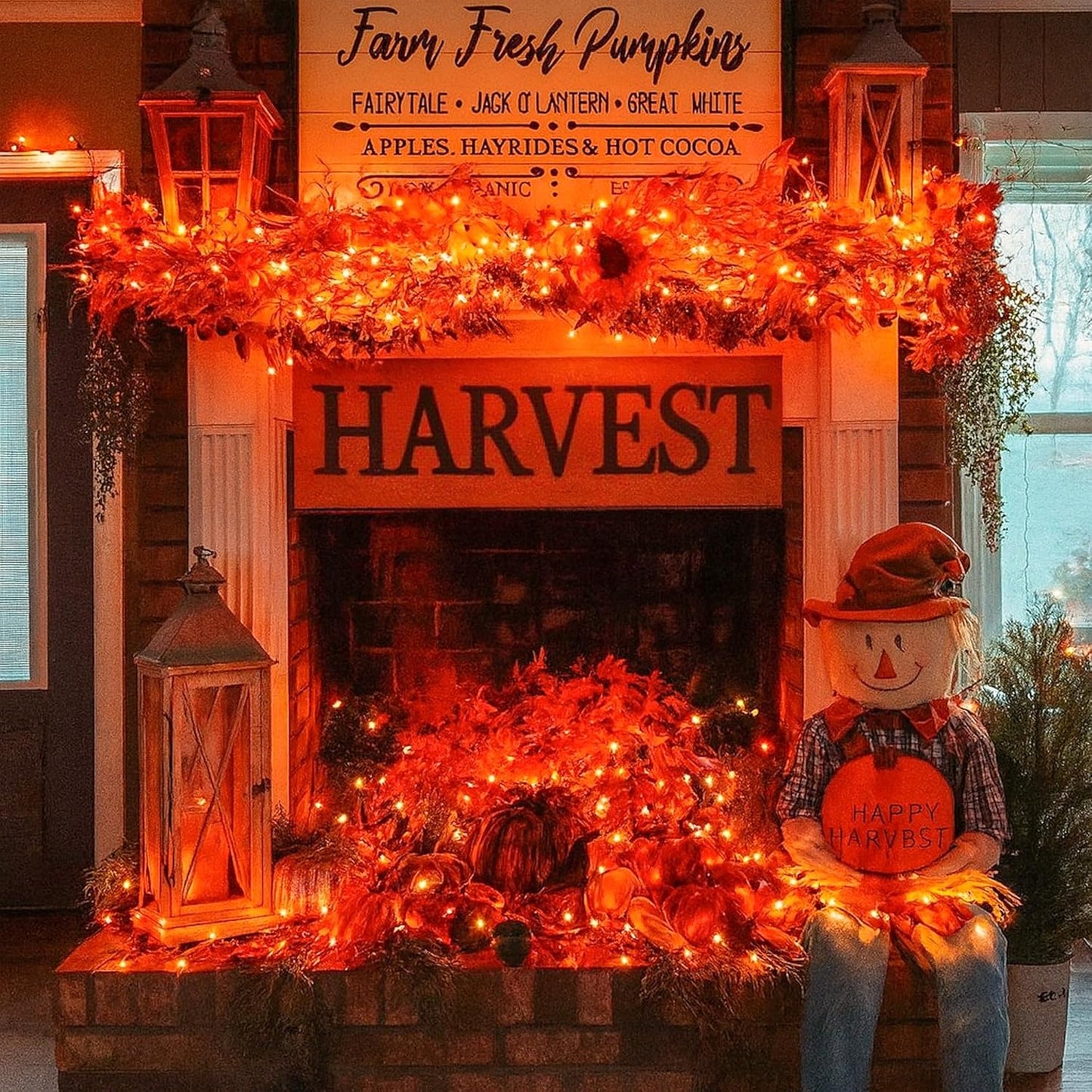 woohaha Outdoor Halloween Lights, 2PACK 13ft 50 Count Incandescent Blubs & Green Wire Mini Lights, 120 V High-Voltage Connectable Light String, for Indoor Patio Garden Tree Party Decoration, Orange