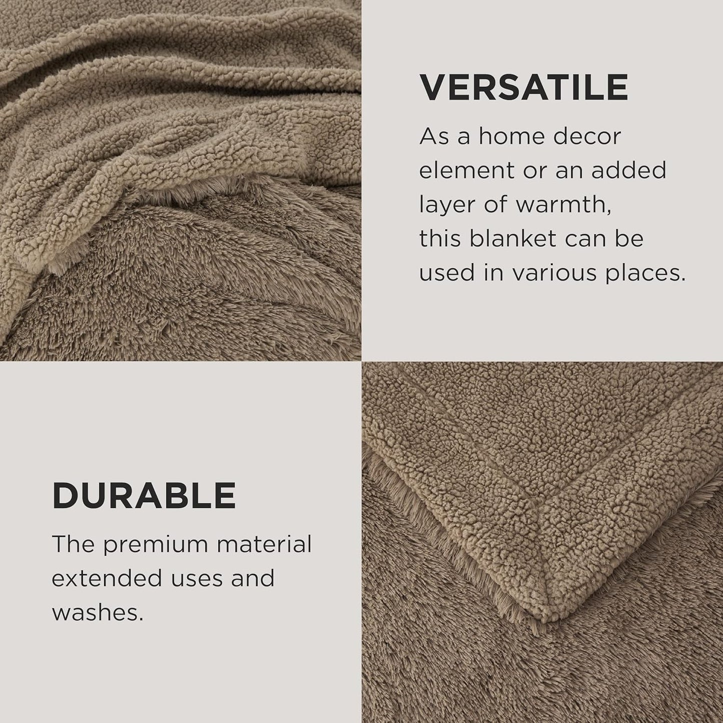 Bedsure GentleSoft Fluffy Light Chocolate Brown Throw Blanket, Brown Decor Cozy Gifts for Women Men, Soft Fuzzy Sherpa Fleece Plush Thick Warm Furry Faux Fur Throw Blanket for Couch, Bed, 50x60