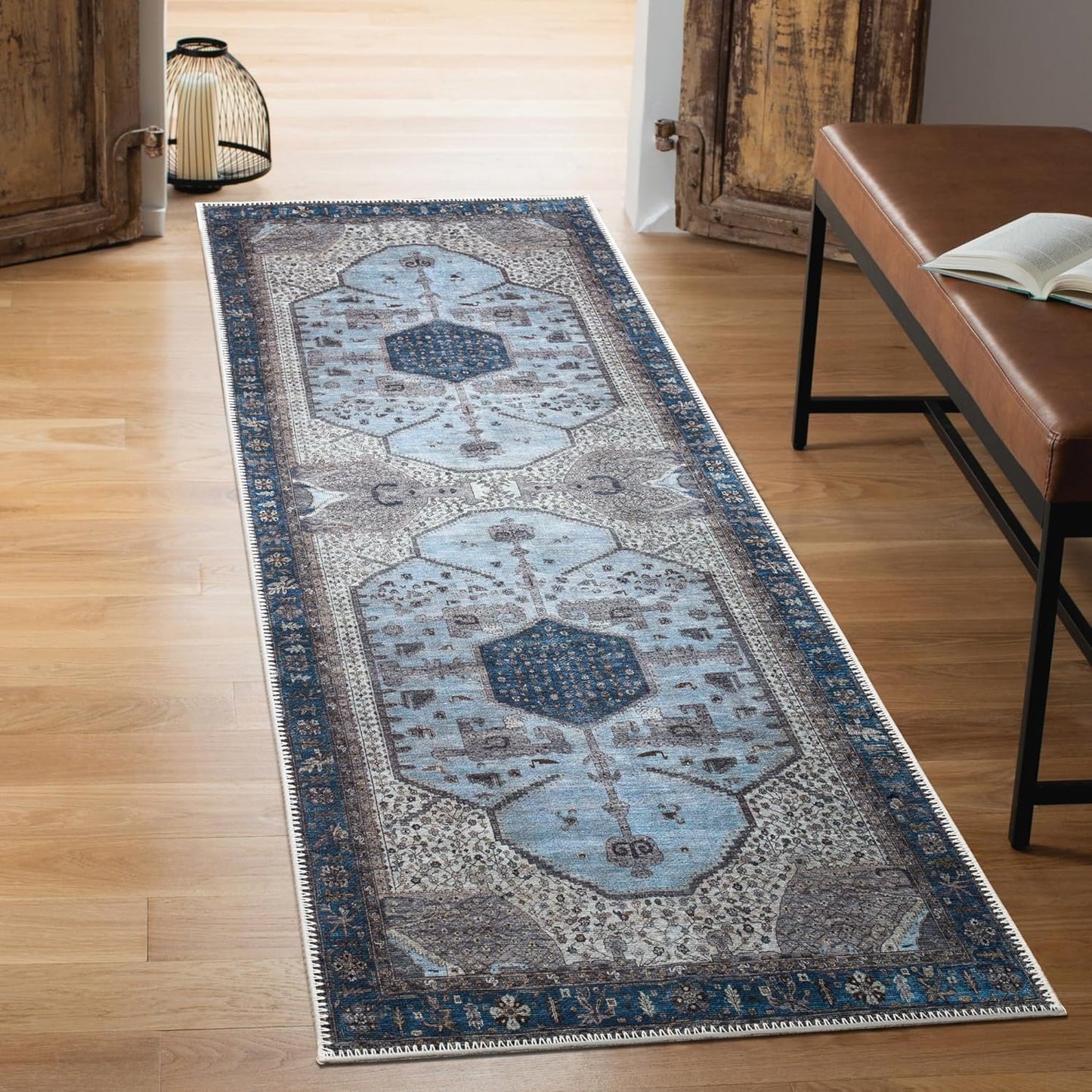 Keen Home Design 2x7 Rug - Machine Washable Runner Rug with Non-Slip Backing, Ideal for Hallway, Entryway, Kitchen, Laundry Room - Vintage, Easy Clean, Durable, Low Pile Rug - (2'6" x 7')