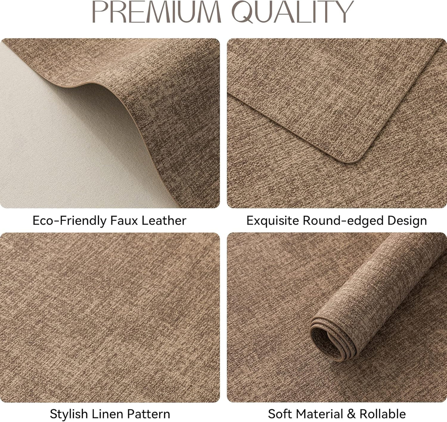 Romanstile Vinyl Placemats Set of 12-12 X 18 Inch - Heat Resistant Place Mats 100% Waterproof Oilproof Wipeable Reversible Faux Leather Table Mats for Kitchen/Dining/Party/Outdoor, Coffee