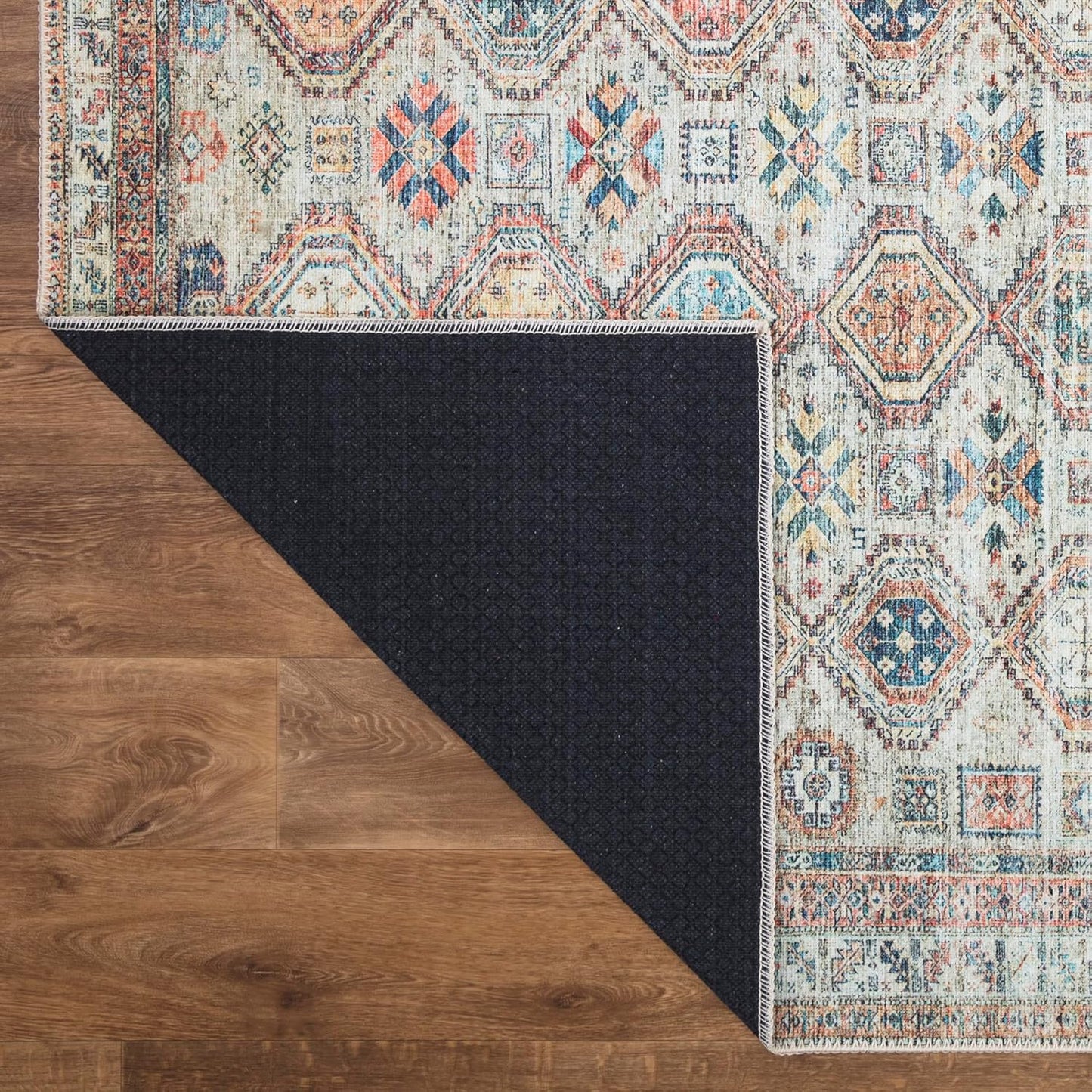 Keen Home Design 4x6 Rug - Machine Washable Area Rug with Non-Slip Backing, Ideal for Living Room, Dining Room, Bedroom - Vintage, Easy Clean, Durable, Low Pile Rug - (4' x 6')