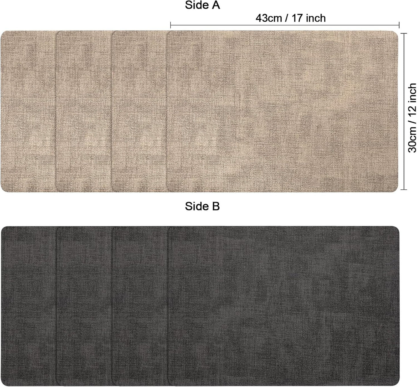 Myir JUN Placemats Dual Sided, Faux Leather Place Mats Set of 6 Indoor Placemat for Dining Table Outdoor Place Mat Manteles Individuales Square Non-Slip Washable Table Mats (Gray Beige, Set of 6)