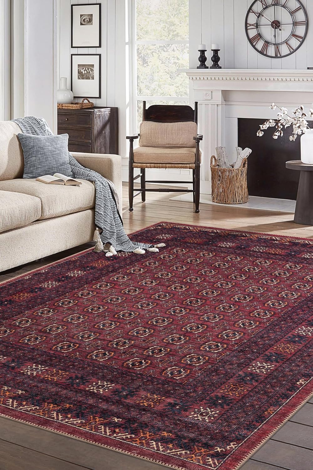 Keen Home Design 4x6 Rug - Machine Washable Area Rug with Non-Slip Backing, Ideal for Living Room, Dining Room, Bedroom - Vintage, Easy Clean, Durable, Low Pile Rug - (4' x 6')