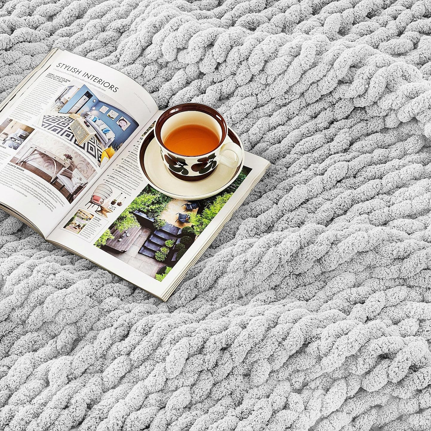 Ultra Soft Chunky Knit Blanket Throw -40x50 Hand Knitted Warm Chenille Throw Blanket, Home Decor Soft Thick Yarn Cable Knit Blanket Breathable Fleece Banket Christmas for Couch Bed Sofa Best GIF
