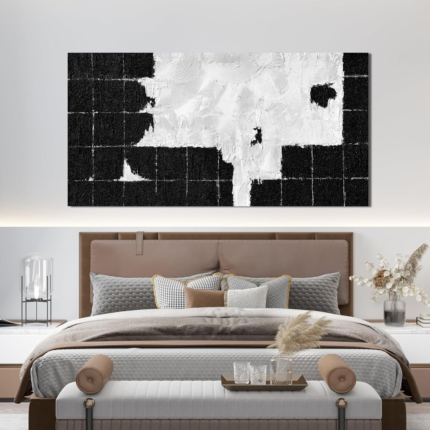 Canvas Wall Art Decor Wall Art Pictures for Living Room Black and White Wall Art Prints Abstract Canvas Art Wall Decor Large Modern Abstract Wall Art Artwork for Walls Bedroom Office Decor 24" X 48"