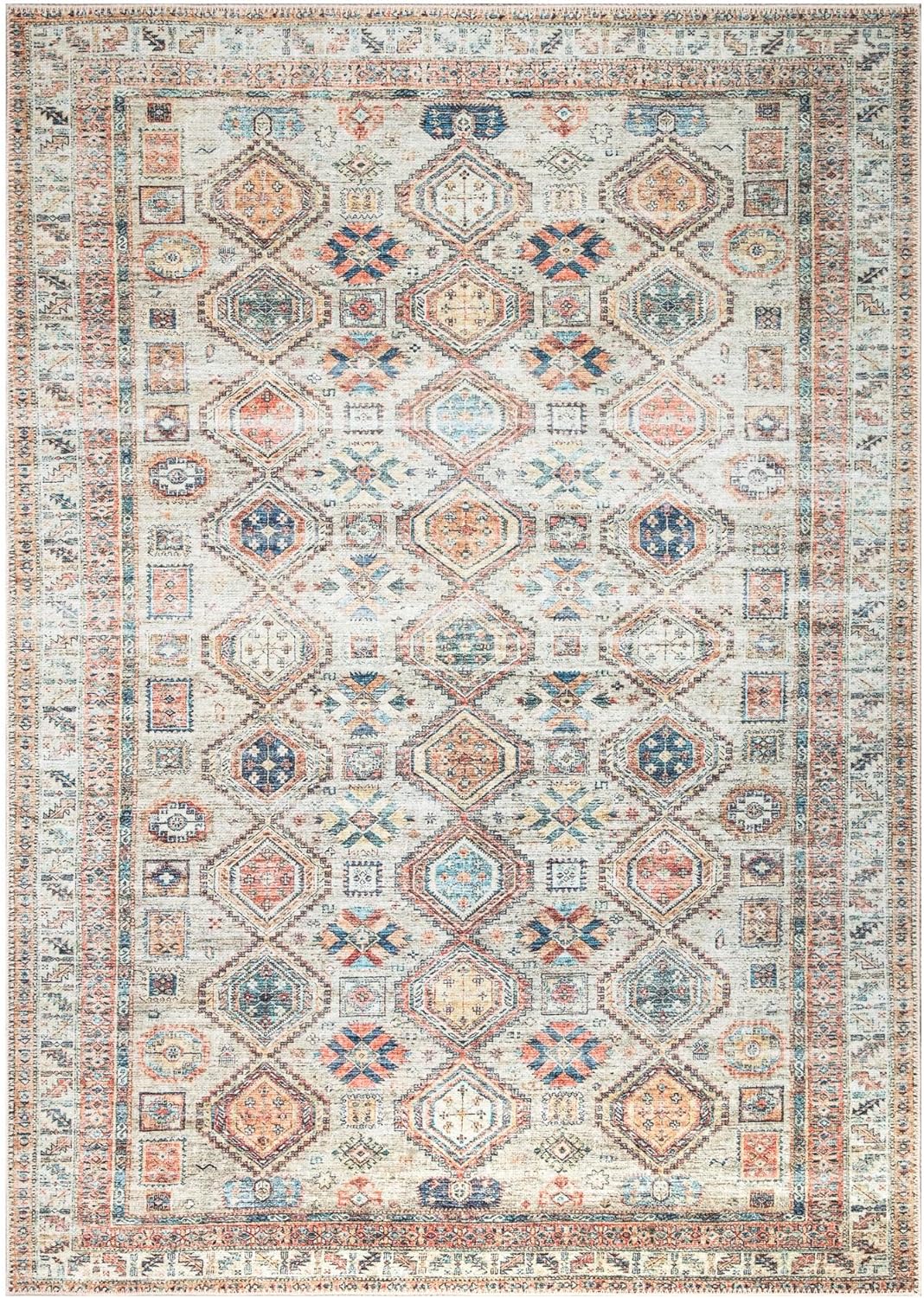 Keen Home Design 9x12 Rug - Machine Washable Area Rug with Non-Slip Backing, Ideal for Living Room, Dining Room, Bedroom - Vintage, Easy Clean, Durable, Low Pile Rug - (9' x 12')