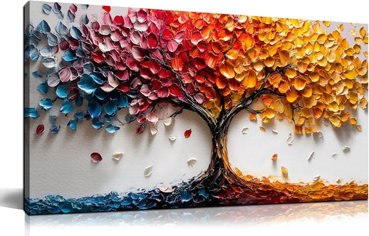 Trees Canvas Wall Art for Living Room - Colorful Tree Wall Art for Bedroom Teen Girls - Office Posters Wall Decor Size 20" x 40"