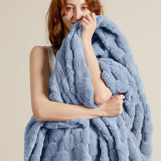 Bedsure GentleSoft Ashley Blue Throw Blanket for Couch - Checkered Fleece Blankets Gifts for Women Men Girls, Cute Soft Cozy Throw for Bedroom Home Decor Gifts, 50x60 Inches