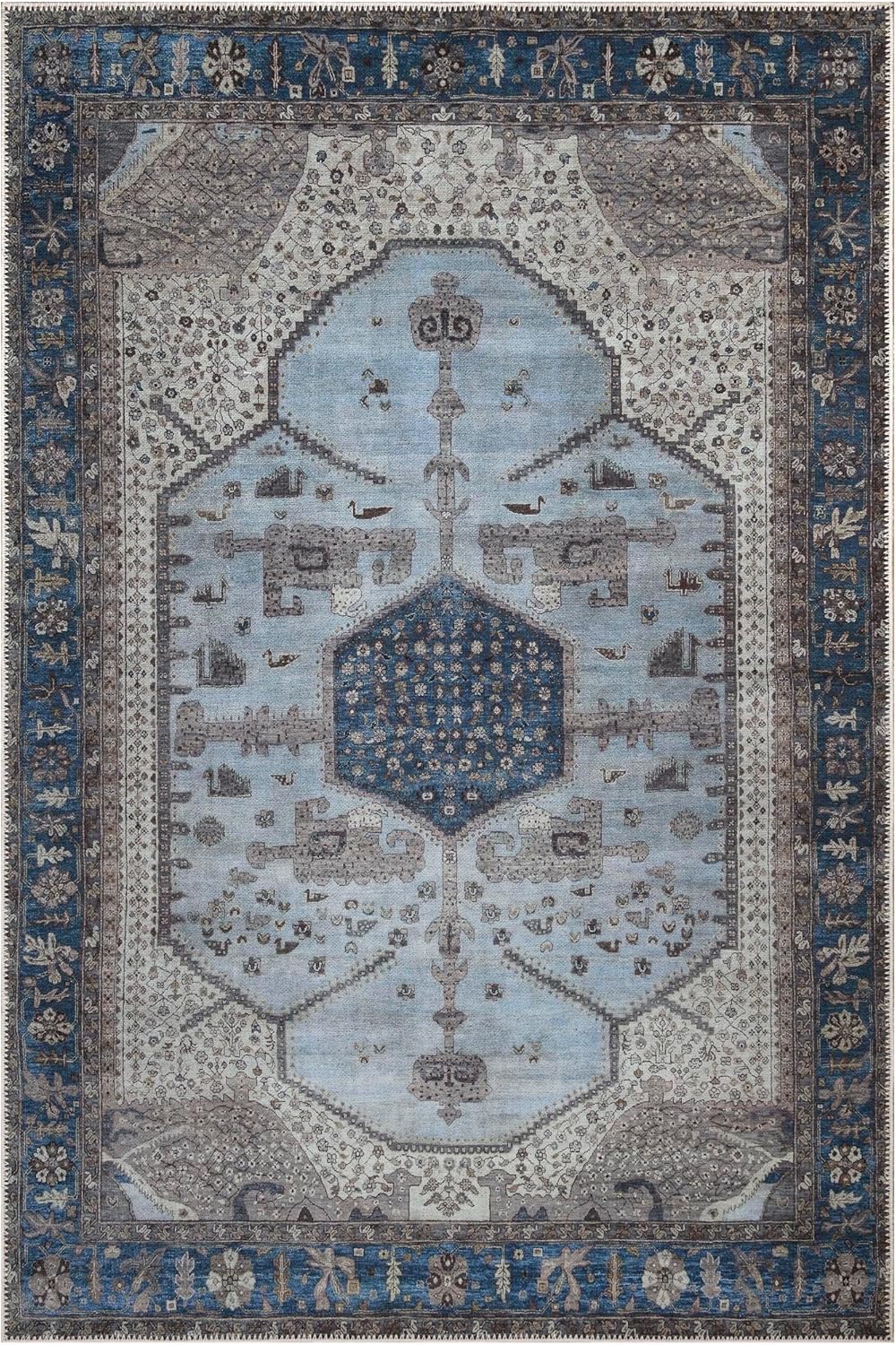 Keen Home Design 10x14 Rug - Machine Washable Area Rug with Non-Slip Backing, Ideal for Living Room, Dining Room, Bedroom - Vintage, Easy Clean, Durable, Low Pile Rug - (9'7" x 14')