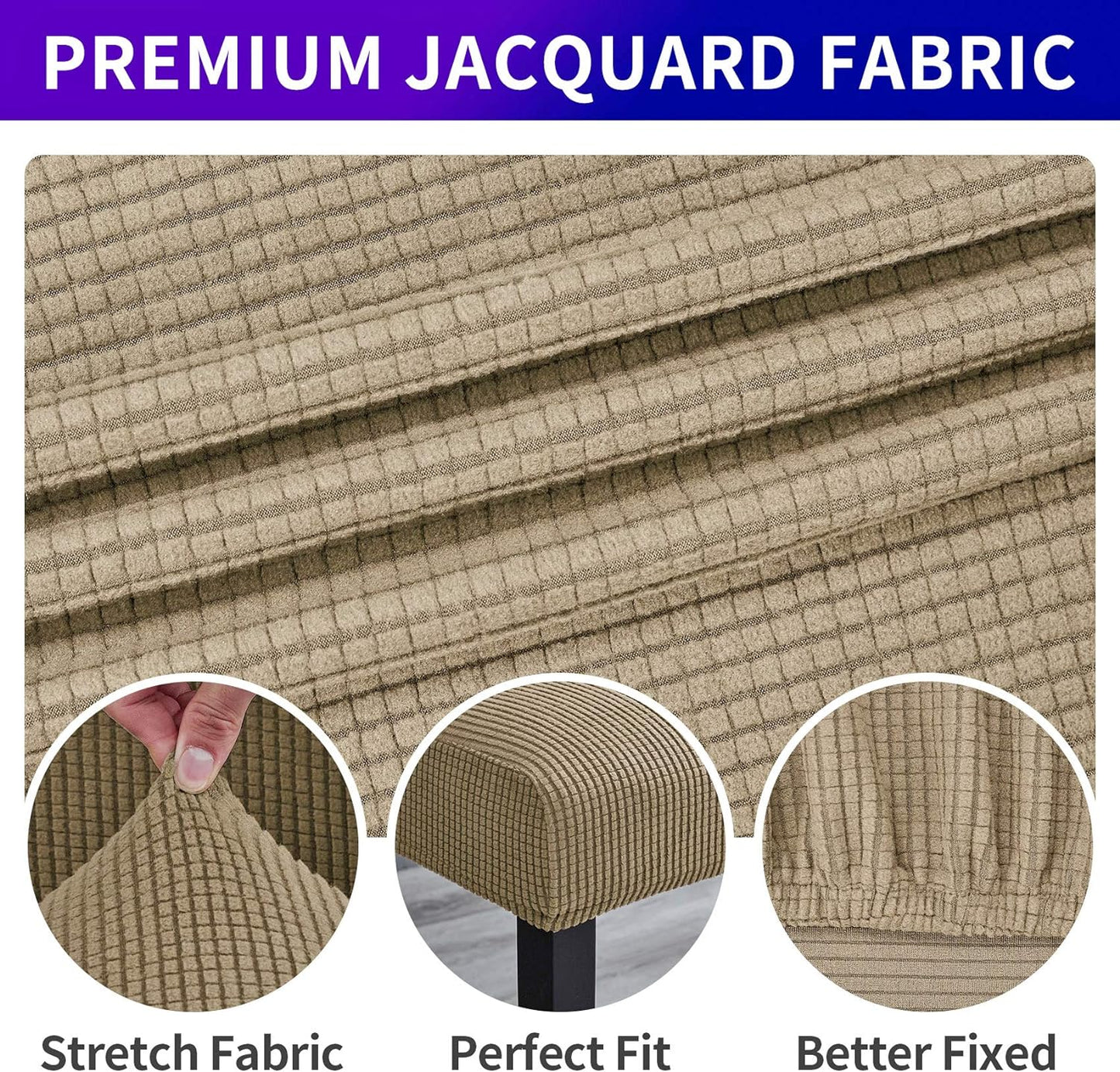 Howhic Stretch Chair Covers for Dining Room Set of 2, Removable Washable Dining Room Chair Covers, Dining Chair Slipcovers Seat Protector, Great Home Decor and Banquet Upholstery (Tan, 2 Pack)