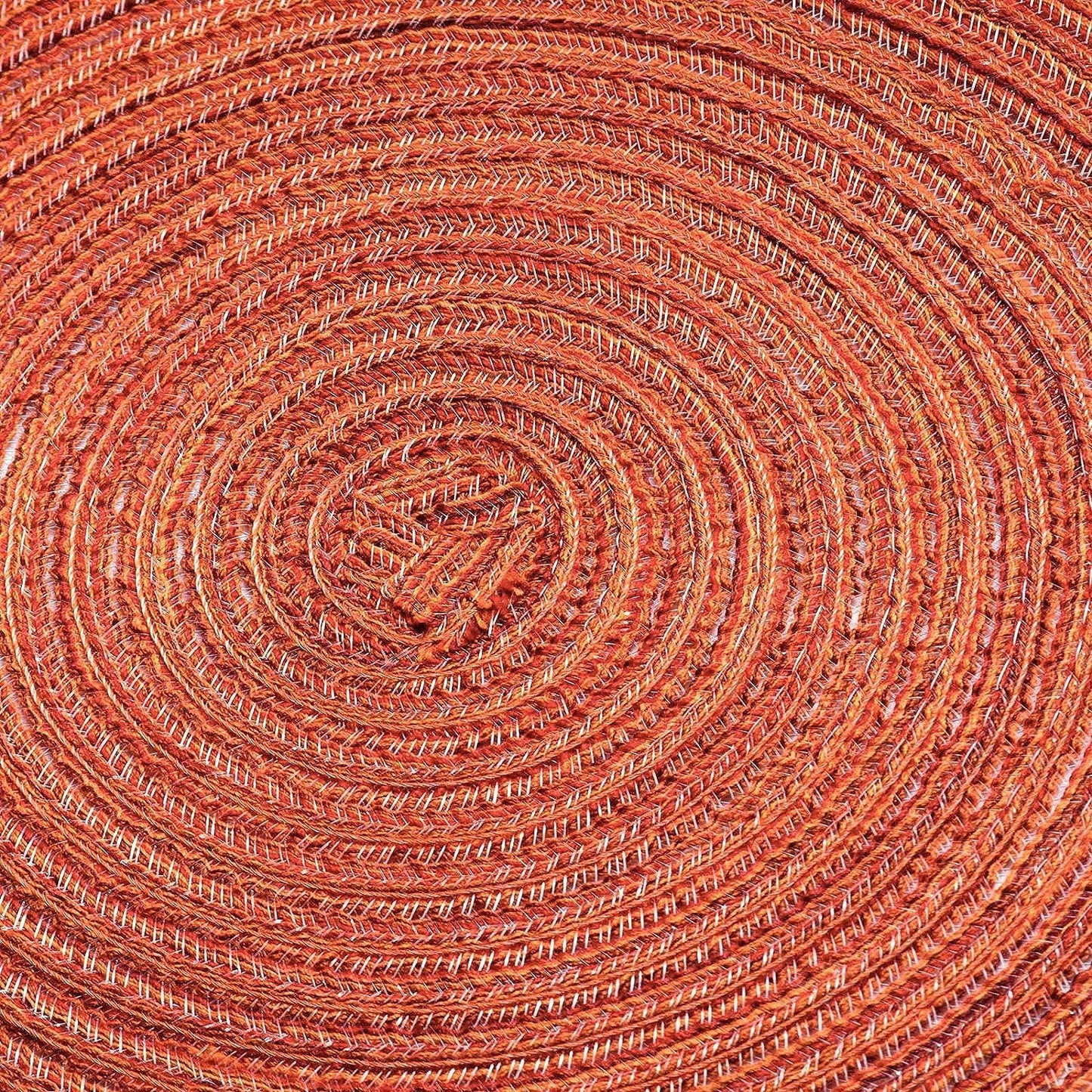 AHHFSMEI Round Braided Placemats Set of 4 Round Table Mats for Dining Tables Natural Woven Heat Resistant Place mats 15 Inch(Orange)