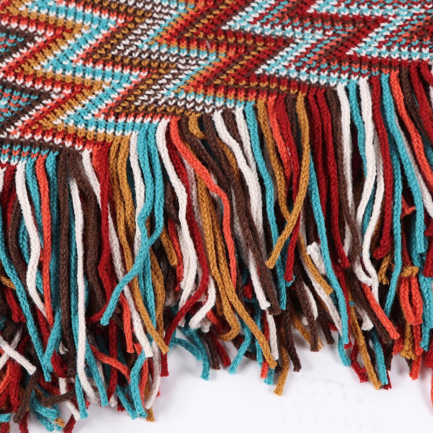 Boho Throw Blanket - Bohemian Fringe Tassels， for Bed Couch Soft ChairBlanket Double Sided (50"x70") (Red)