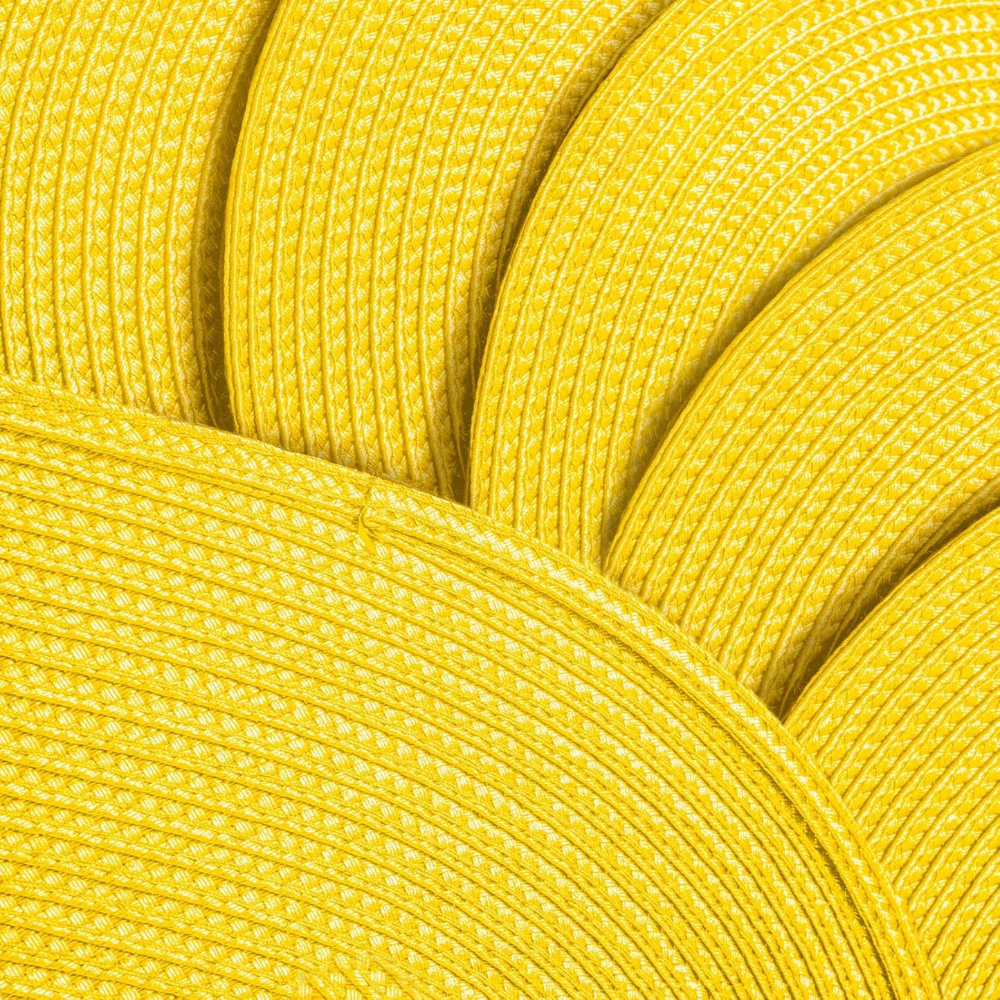 AHHFSMEI Placemats Set of 8 for Dining Table Washable Woven Vinyl Non-Slip 18x12 inches Placemat Heat-Resistant Durable Table Mats for Dining Table Easy to Clean (Yellow, 8)