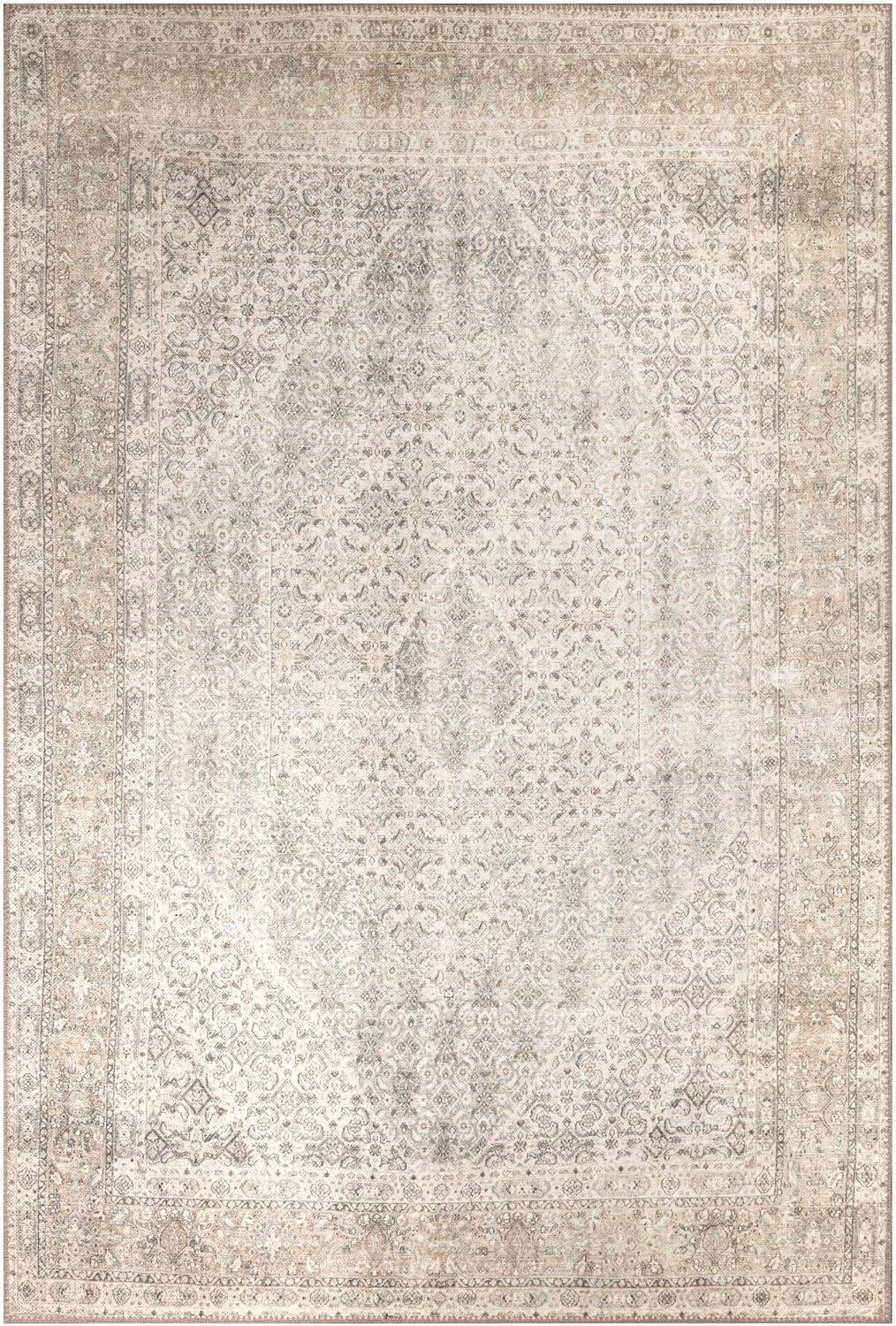 Keen Home Design 8x10 Rug - Machine Washable Area Rug with Non-Slip Backing, Ideal for Living Room, Dining Room, Bedroom - Vintage, Easy Clean, Durable, Low Pile Rug - (8' x 10')