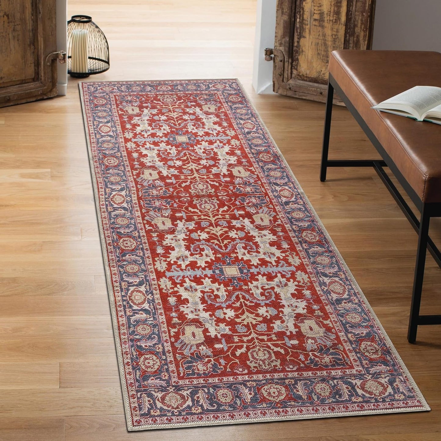 Keen Home Design 2x7 Rug - Machine Washable Runner Rug with Non-Slip Backing, Ideal for Hallway, Entryway, Kitchen, Laundry Room - Vintage, Easy Clean, Durable, Low Pile Rug - (2'6" x 7')