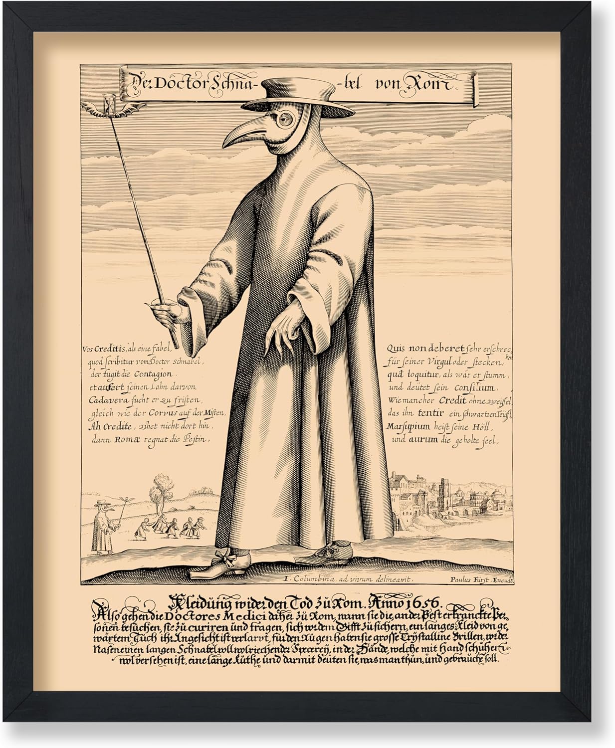 Poster Master Vintage Doctor Schnabel from Rome Poster - Retro Plague Doctor Print - Medieval Art - Gift for Men & Women - Great Wall Decor for Dorm, Living Room or Bedroom - 8x10 UNFRAMED Wall Art