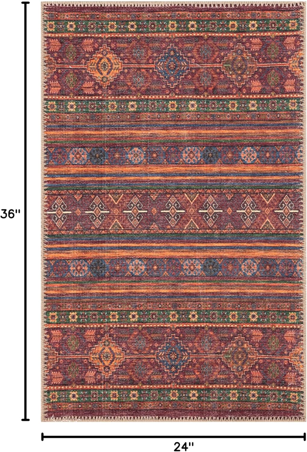 Keen Home Design 2x3 Rug - Machine Washable Entry Rug with Non-Slip Backing, Ideal for Enteryway, Kitchen, Bathroom, Laundry Room - Vintage, Easy Clean, Durable, Low Pile Rug - (2' x 3')
