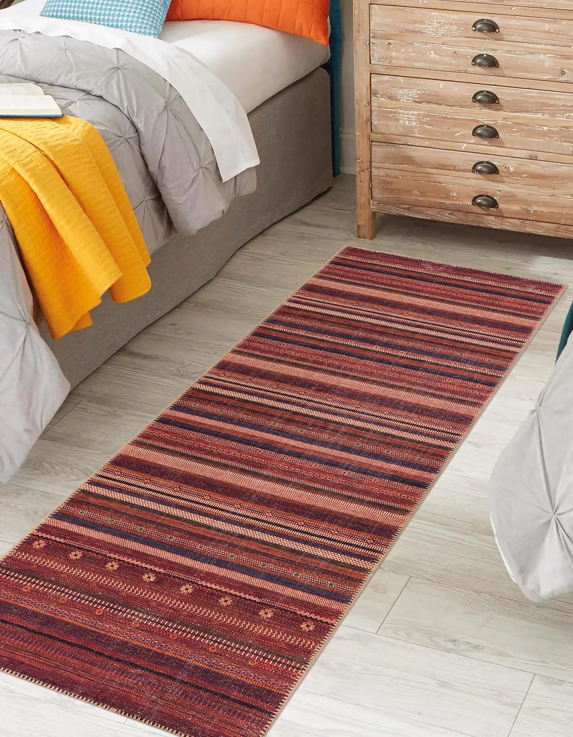 Keen Home Design 2x12 Rug - Machine Washable Runner with Non-Slip Backing, Ideal for Hallway, Entryway, Kitchen, Laundry Room - Vintage, Easy Clean, Durable, Low Pile Rug - (2'6" x 12')