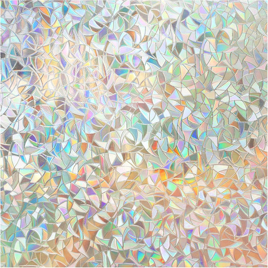 DOWELL Window Privacy Film, Rainbow Window Film, Decorative Stained Glass Clings, Static Cling Door Sticker, Non-Adhesive 3D Decals for Home UV Protection, 11.8 x 78.7 inches