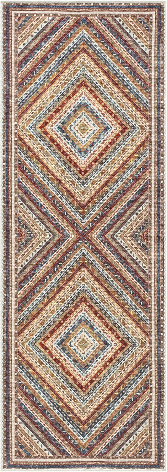 Keen Home Design 2x7 Rug - Machine Washable Runner Rug with Non-Slip Backing, Ideal for Hallway, Entryway, Kitchen, Laundry Room - Vintage, Easy Clean, Durable, Low Pile Rug - (2'6" x 7')