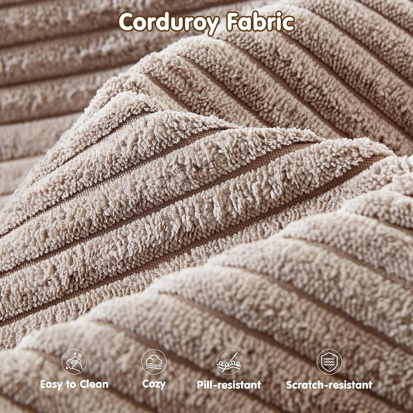 ovios 104" Cloud Sectional Couch with L-Shape Chaise,Modern Modular Sofa with Deep Seat, Upholstered Couches for Living Room Bedroom,No Assembly Required, Camel (Corduroy Fabric)