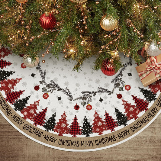 AVOIN colorlife Merry Christmas Christmas Tree Skirt 48 Inch, Christmas Ornaments Snowflake Winter Holiday Tree Mat Decoration