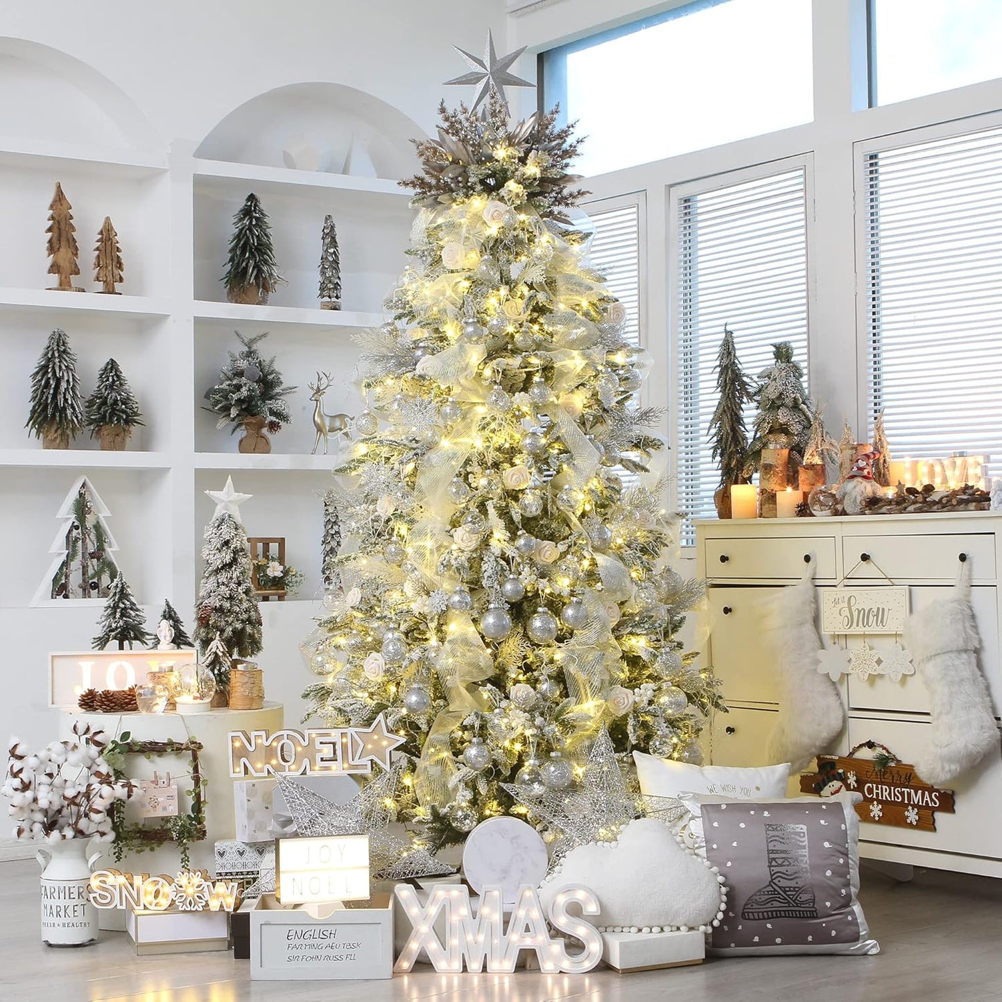 Sea Team Shatterproof Clear Plastic Christmas Ball Ornaments Decorative Xmas Balls Baubles Set with Stuffed Delicate Decorations (80mm/3.15 inch 20-Pack, Silver)