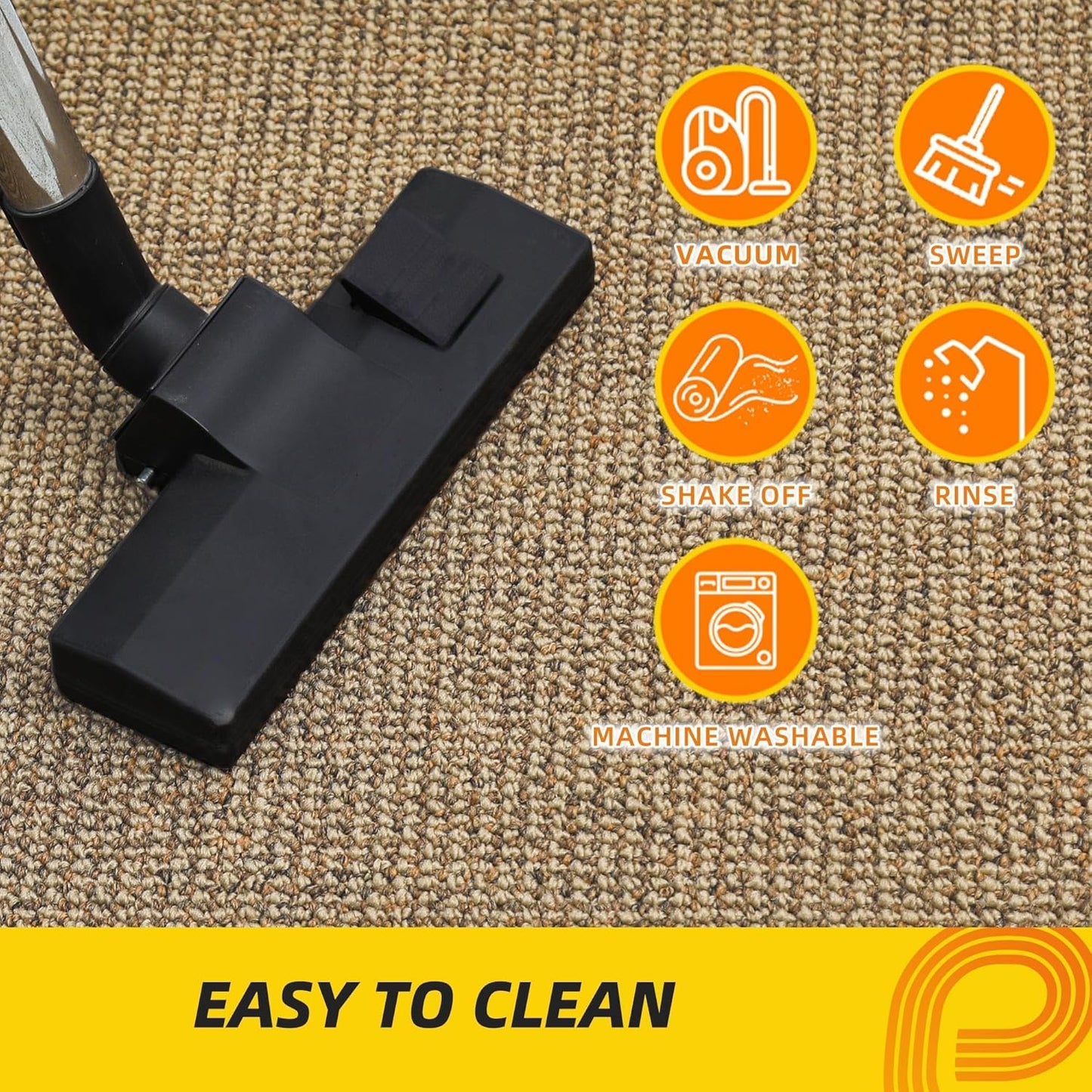 JSEI Dirt Trapper Door Mat 20"x32" Non-Slip Washable Entrance Mat, Dog Doormats, Absorbent & Fade-Resistant Floor Mats, Low Profile Welcome Mats for Entryway, Front Door, and Inside Entrance, Beige