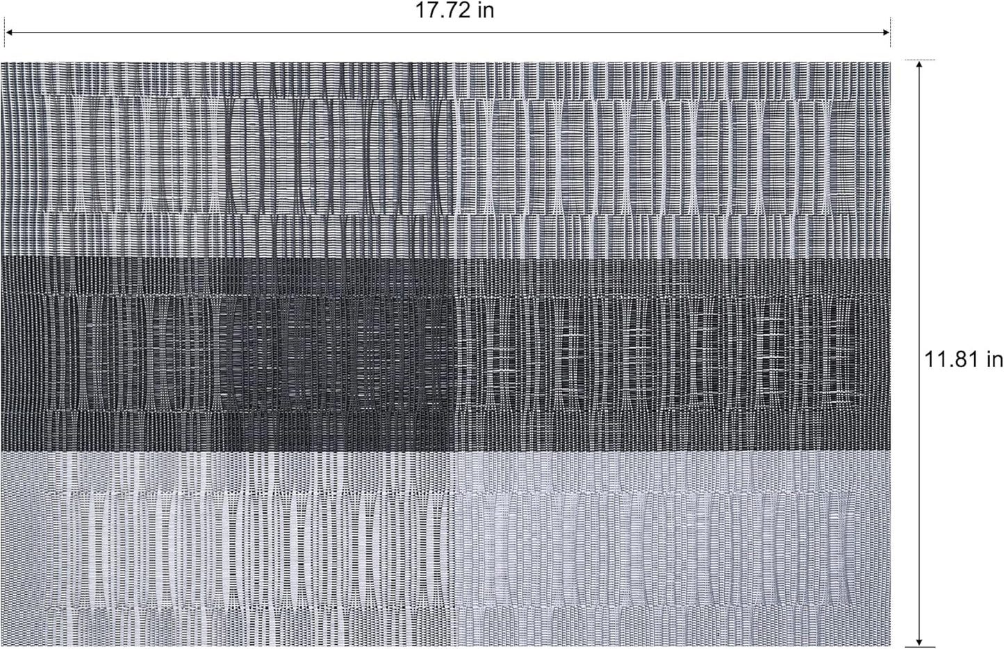 Placemats Set of 6 Washable Indoor/Outdoor Vinyl Place Mats for Dining Table Durable Non-Slip Heat Resistant PVC Weave Table Mats(Gray Black)