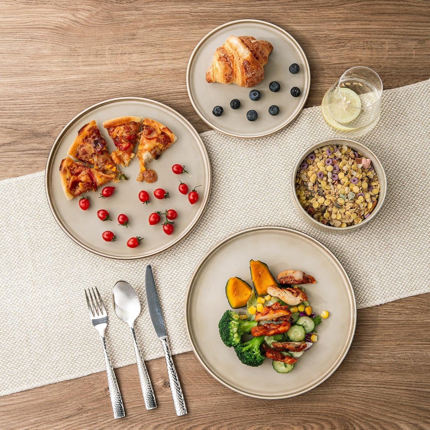 AmorArc Ceramic Dinnerware Sets, Handmade Reactive Glaze Stoneware Plates and Bowls Sets,Highly Chip and Crack Resistant | Dishwasher & Microwave Safe Dishes Set, Service for 6 (18pc)