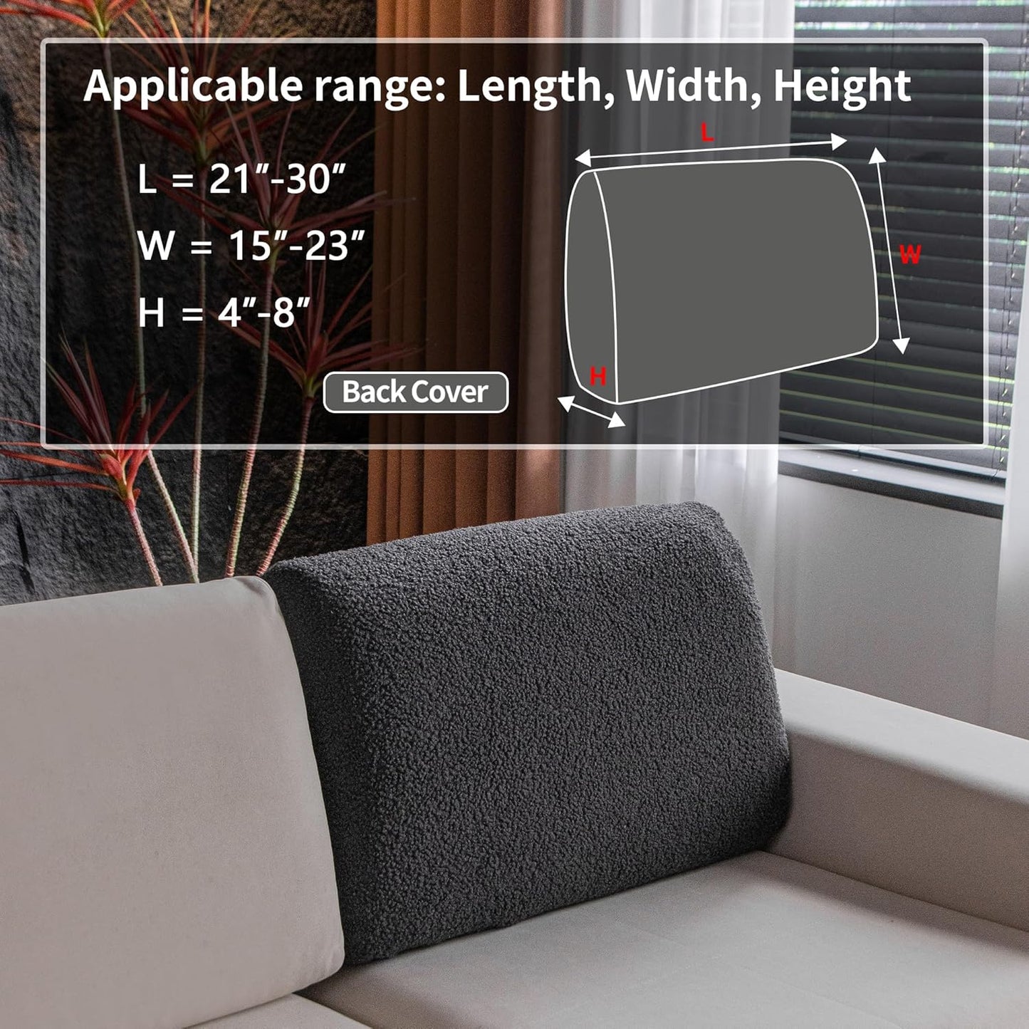 Couch Cushion Covers for Sectional Sofa, Stretch Soft Sofa Slipcovers Washable Wear-Resistant Universal Furniture Protector for Living Room(1 Piece Back Couch Cover, Dark Gray)