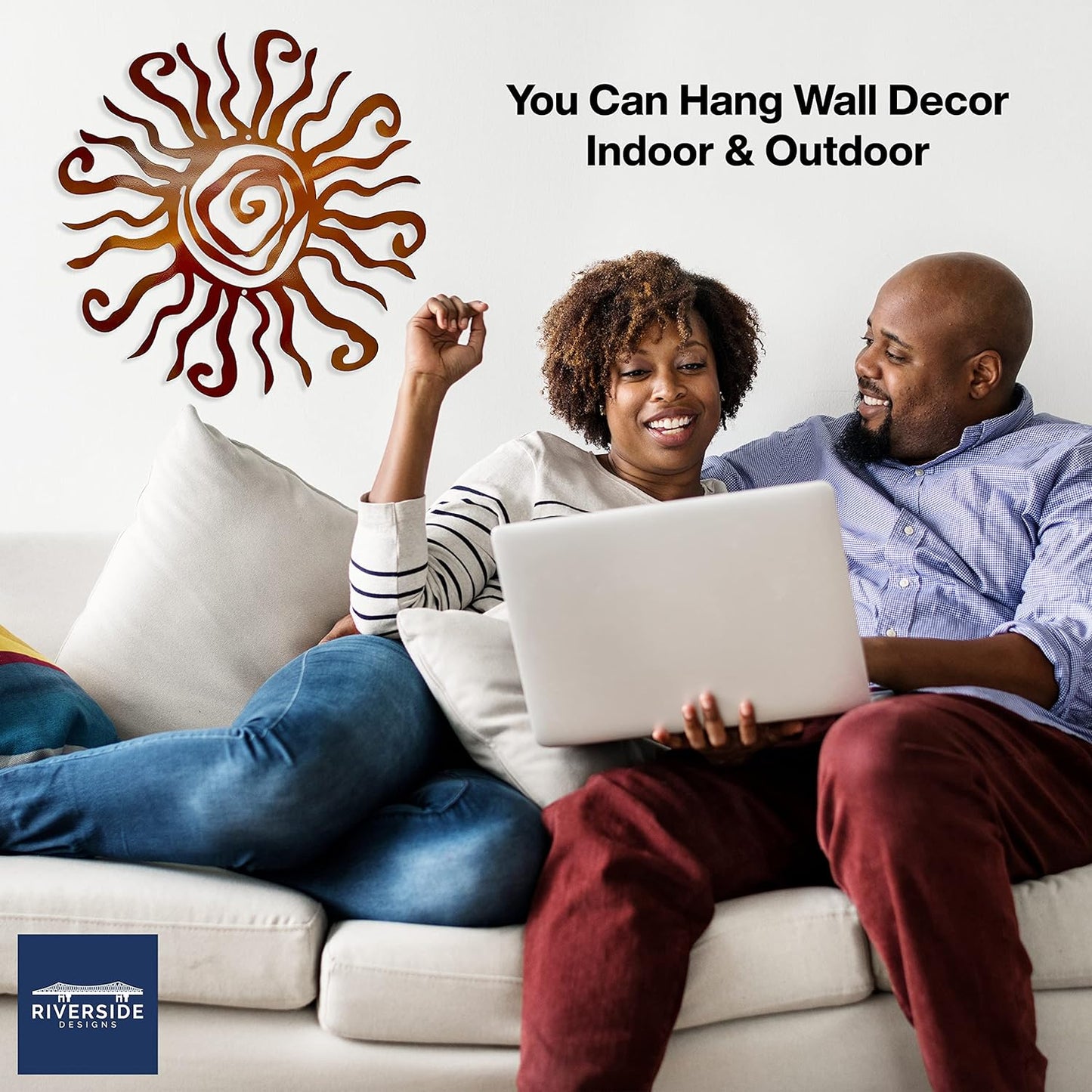 Wacky Sun Metal Wall Art Indoor/Outdoor Decor - 12" Copper Rust Proof Wall Sculpture - Made in USA - Ideal for Bedroom, Garden, Home, Patio and Farmhouse