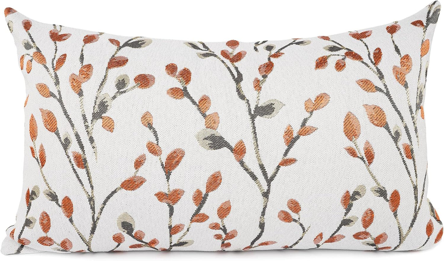 YOUR SMILE Classical Embroidery Jacquard Orange Square Decorative Throw Pillow Case Cushion Cover,12x20 inch