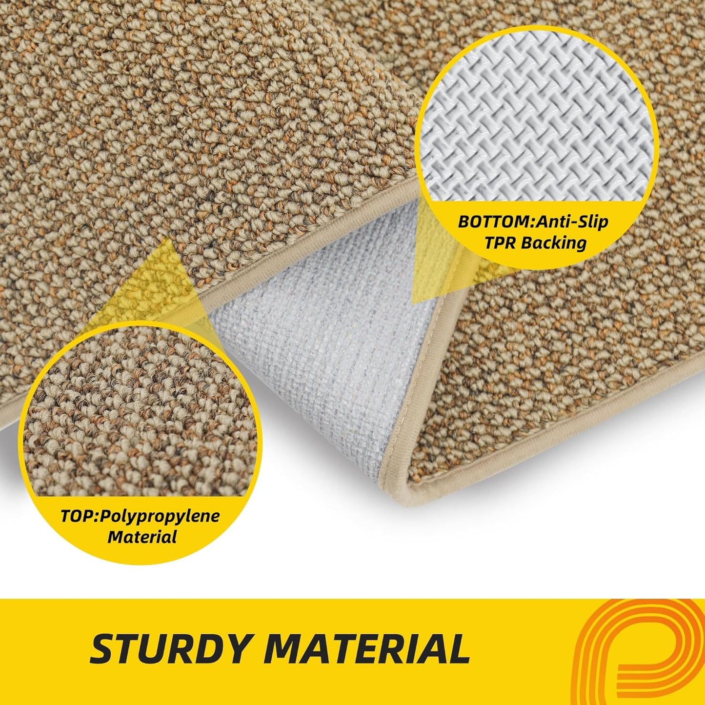 JSEI Dirt Trapper Door Mat 20"x32" Non-Slip Washable Entrance Mat, Dog Doormats, Absorbent & Fade-Resistant Floor Mats, Low Profile Welcome Mats for Entryway, Front Door, and Inside Entrance, Beige