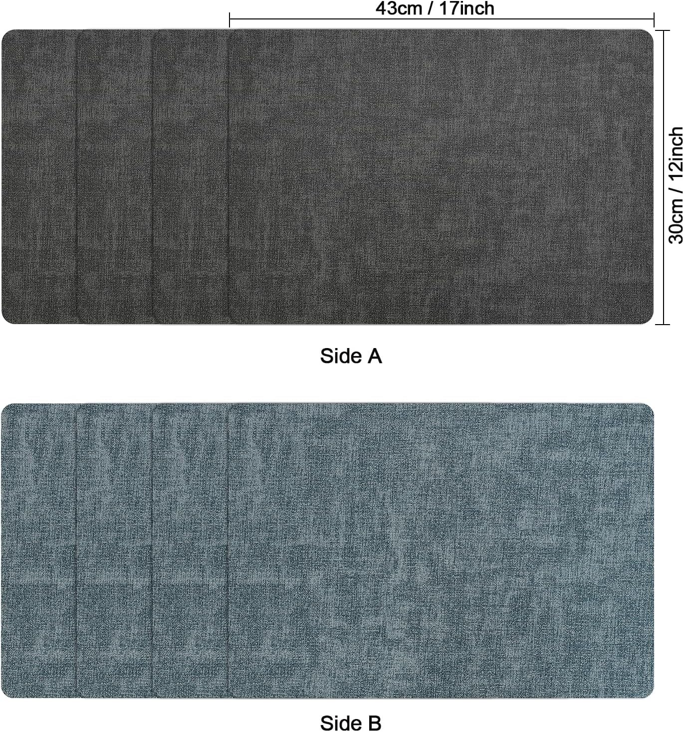 Myir JUN Dual Sided Faux Leather Placemats Set of 4 - Indoor/Outdoor Square Non-Slip Washable Table Mats (Gray Light Blue, Set of 4)