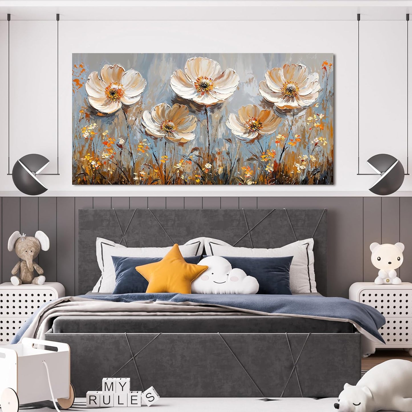 Canvas Wall Art Decor Art Work for Wall Decor Large Vintage Gold Wall Art Prints Wall Art Pictures for Living Room Nature Flower Wall Art Decorations Artwork for Walls Bedroom Office Decor 24" X 48"