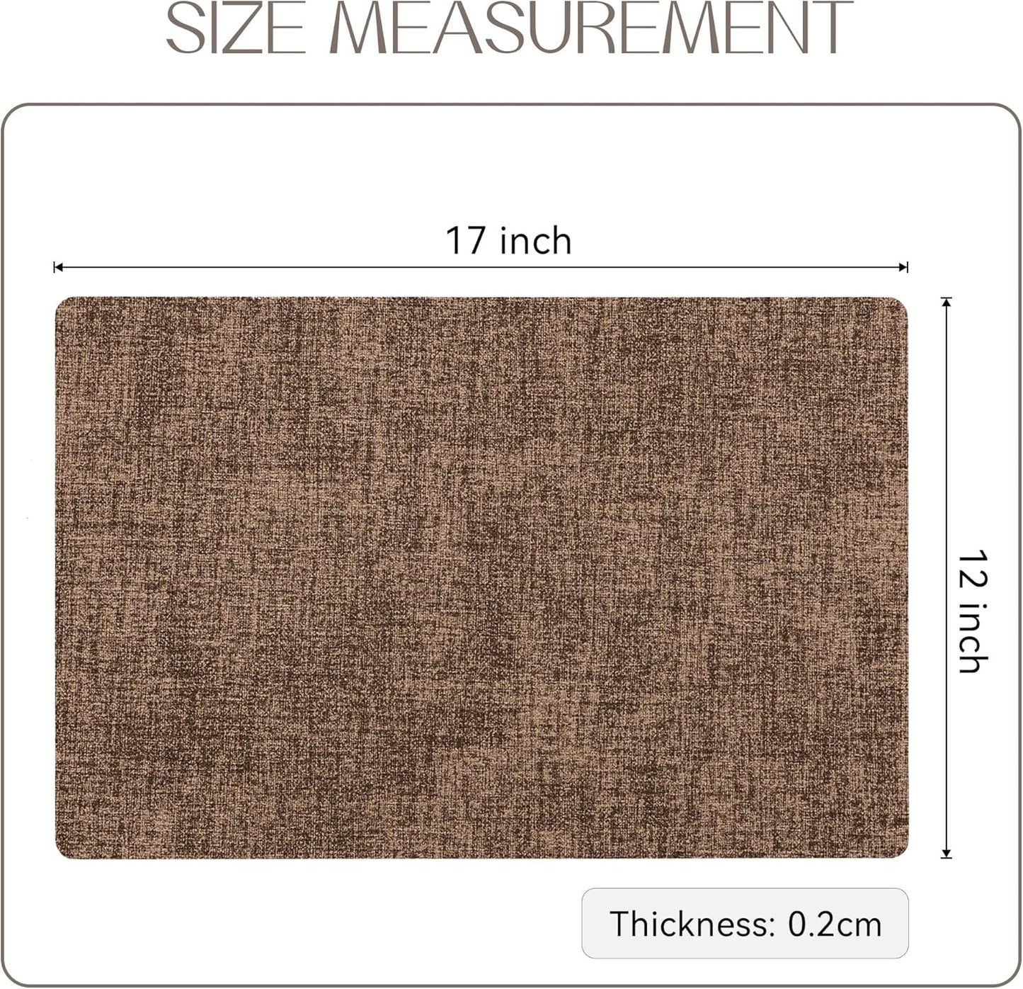 Romanstile Vinyl Placemats Set of 4-12 X 18 Inch - Heat Resistant Place Mats 100% Waterproof Oilproof Wipeable Reversible Faux Leather Table Mats for Kitchen/Dining/Party/Outdoor, Brown