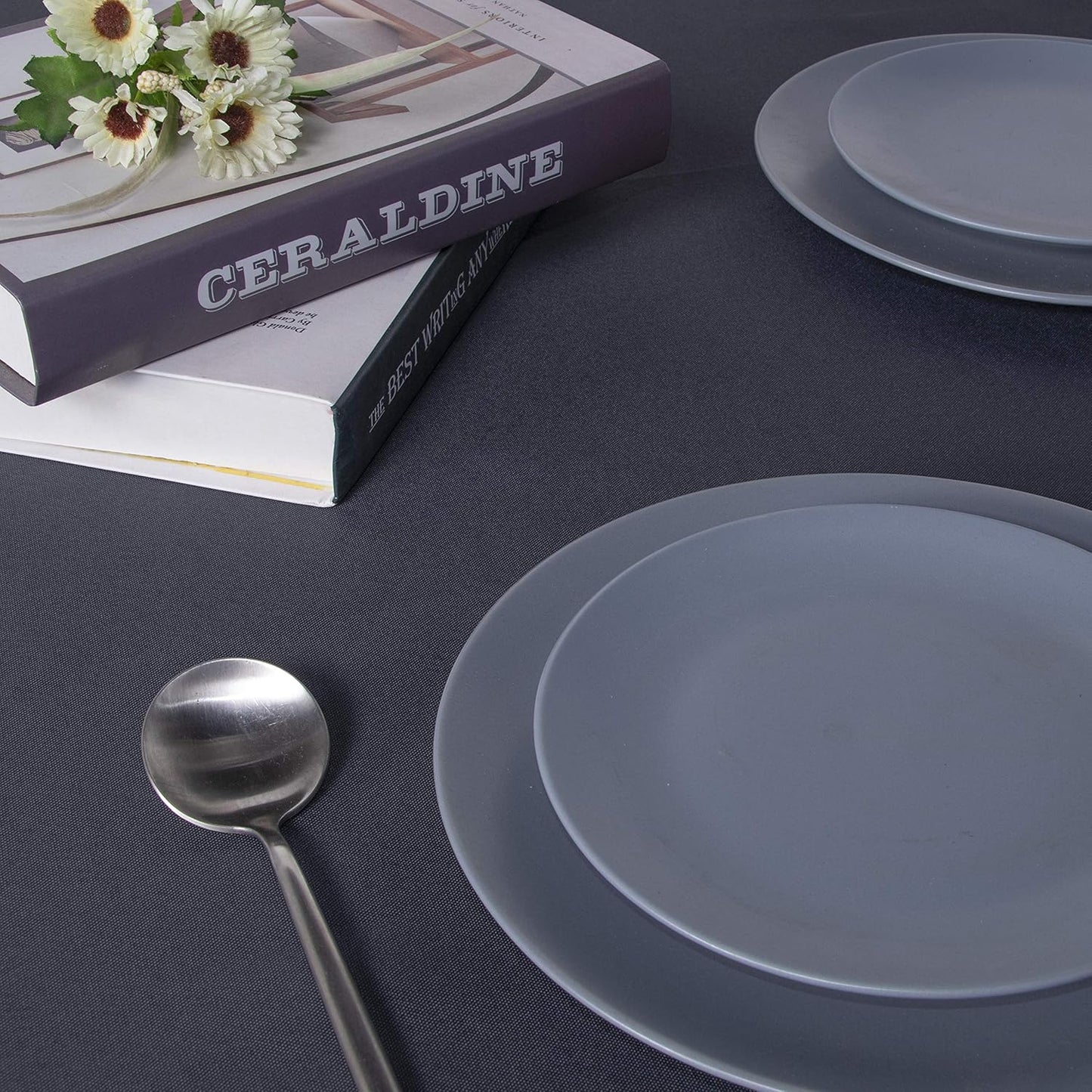 sancua Rectangle Tablecloth - 60 x 120 Inch - Stain and Wrinkle Resistant Washable Polyester Table Cloth, Decorative Fabric Table Cover for Dining Tables, Buffet Parties and Camping, Grey