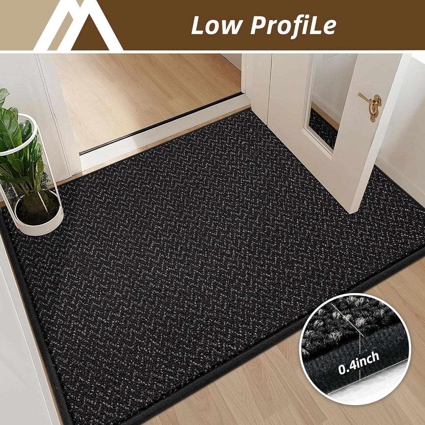 COSY HOMEER-Door-Mat 24"x36" Non Slip Absorbent Entryway Rugs Dirt Trapper Doormats Washable Entrance Mats Low Pile Welcome Floor Mat for Front Back Door and Entry Mats,Black